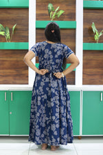 MANGAI New Alpine 3 Layer Frock for Women | Stylish Double Layer Sleeve Nighty with Fancy Neck | Back Tie Rope & Side Pocket | Flared Bottom Full Length Modern Nightwear (AFK)