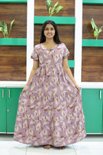 MANGAI New Alpine 3 Layer Frock for Women | Stylish Double Layer Sleeve Nighty with Fancy Neck | Back Tie Rope & Side Pocket | Flared Bottom Full Length Modern Nightwear (AFK)