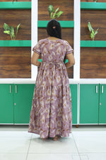 MANGAI New Alpine 3 Layer Frock for Women | Stylish Double Layer Sleeve Nighty with Fancy Neck | Back Tie Rope & Side Pocket | Flared Bottom Full Length Modern Nightwear (AFK)