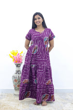 MANGAI New Alpine 3 Layer Frock for Women | Stylish Double Layer Sleeve Nighty with Fancy Neck | Back Tie Rope & Side Pocket | Flared Bottom Full Length Modern Nightwear (AFK)