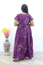 MANGAI New Alpine 3 Layer Frock for Women | Stylish Double Layer Sleeve Nighty with Fancy Neck | Back Tie Rope & Side Pocket | Flared Bottom Full Length Modern Nightwear (AFK)