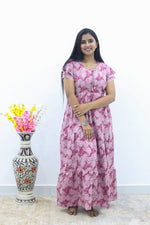 MANGAI New Alpine 3 Layer Frock for Women | Stylish Double Layer Sleeve Nighty with Fancy Neck | Back Tie Rope & Side Pocket | Flared Bottom Full Length Modern Nightwear (AFK)