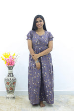 MANGAI New Alpine 3 Layer Frock for Women | Stylish Double Layer Sleeve Nighty with Fancy Neck | Back Tie Rope & Side Pocket | Flared Bottom Full Length Modern Nightwear (AFK)