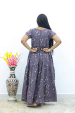 MANGAI New Alpine 3 Layer Frock for Women | Stylish Double Layer Sleeve Nighty with Fancy Neck | Back Tie Rope & Side Pocket | Flared Bottom Full Length Modern Nightwear (AFK)