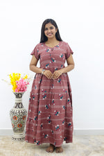 MANGAI New Alpine 3 Layer Frock for Women | Stylish Petal Sleeve Nighty with Fancy Neck | Back Tie Rope & Side Pocket | Flared Bottom Full Length Cozy Modern Nightwear (AFK)