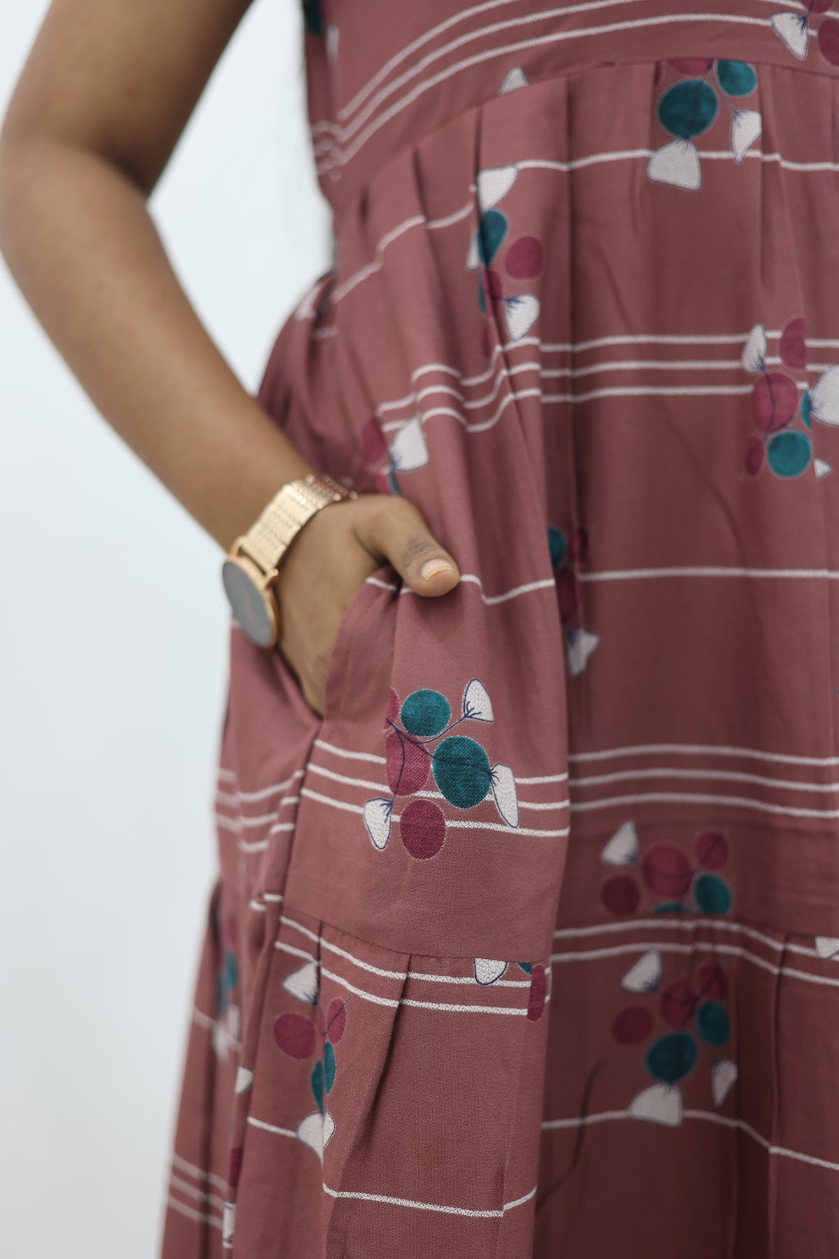 MANGAI New Alpine 3 Layer Frock for Women | Stylish Petal Sleeve Nighty with Fancy Neck | Back Tie Rope & Side Pocket | Flared Bottom Full Length Cozy Modern Nightwear (AFK)