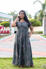 MANGAI New Alpine 3 Layer Frock for Women | Stylish Double Layer Sleeve Nighty with Fancy Neck | Back Tie Rope & Side Pocket | Flared Bottom Full Length Modern Nightwear (AFK)