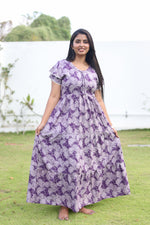 MANGAI New Alpine 3 Layer Frock for Women | Stylish Double Layer Sleeve Nighty with Fancy Neck | Back Tie Rope & Side Pocket | Flared Bottom Full Length Modern Nightwear (AFK)