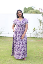 MANGAI New Alpine 3 Layer Frock for Women | Stylish Double Layer Sleeve Nighty with Fancy Neck | Back Tie Rope & Side Pocket | Flared Bottom Full Length Modern Nightwear (AFK)