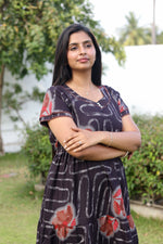 MANGAI New Alpine 3 Layer Frock for Women | Stylish Double Layer Sleeve Nighty with Fancy Neck | Back Tie Rope & Side Pocket | Flared Bottom Full Length Modern Nightwear (AFK)