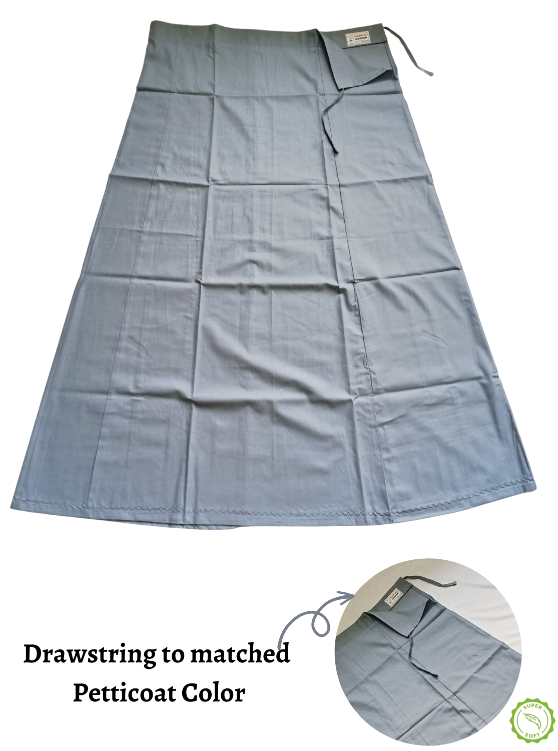 MANGAI Premium Elegant Cotton Petticoats - 6 Part | Matched Drawstring | Transitional & Comfortable, Multiple Colours | Premium Branded Women's Cotton Embroidery Petticoats (EGT-PC)