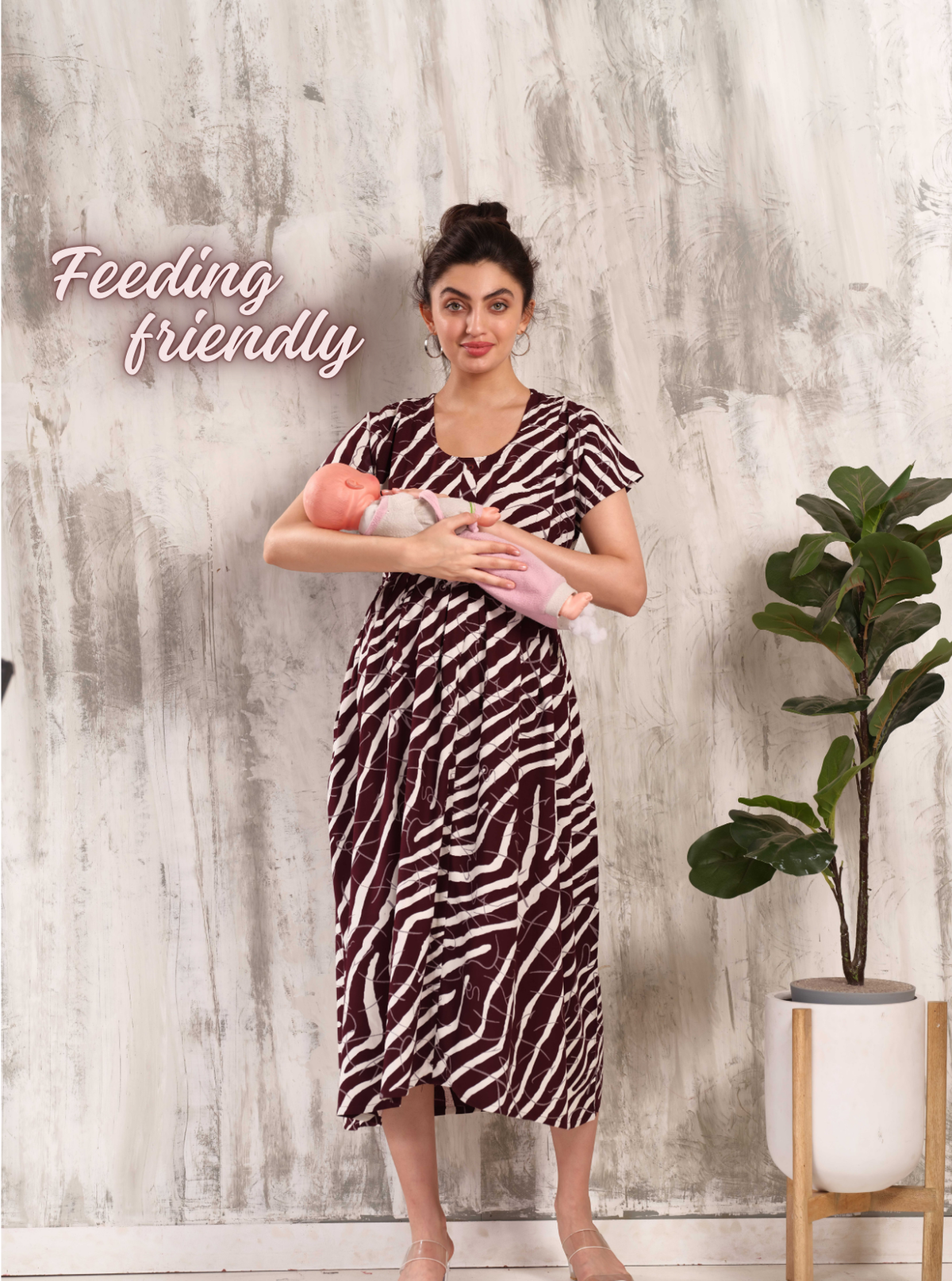 New Arrivals 4-IN-ONE MAXI Mom's Feeding & Casual Wear | Stylish Maxi Style | Invisible Feeding Zipper | Perfect Pre & Post Pregnancy Wear (MAXI 4-IN-ONE)