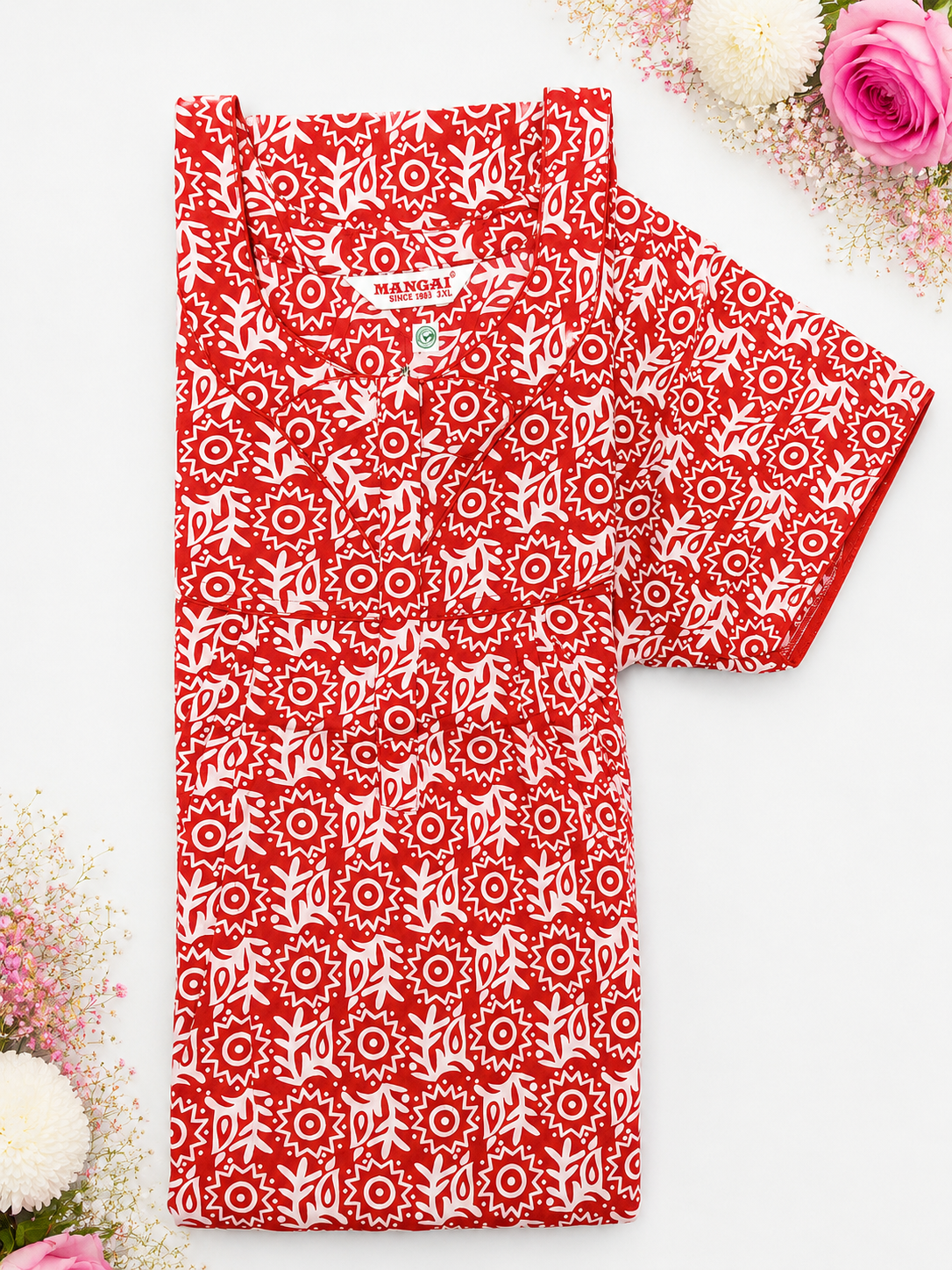 MANGAI Premium Cotton Printed Pleated Model 3XL Size Trendy Collection's Stylish Nighties(3PZ)