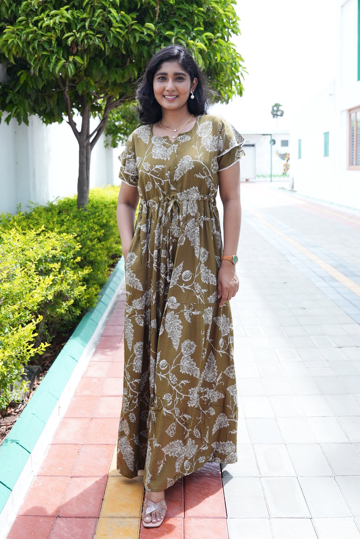 Stylish Arrivals Rayon Gathering Frock Model Night Gown's | Front Adjustable Gathering Style Rope Rope | Double Layer Sleeve | Trending Collection's for Stylish Women's (FKG)