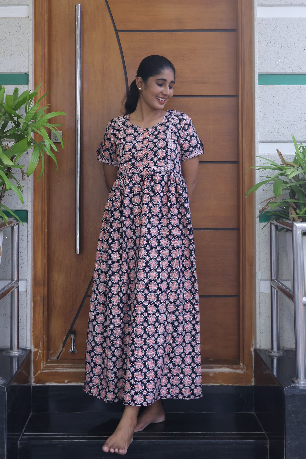 Cotton FROCK Model Casual Wear Nighties | Stylish Pleated Frock Style | Multipurpose Nighties | Pregnancy Wear | Pleated Model | Stylish Nighties for Stylish Women (MW)