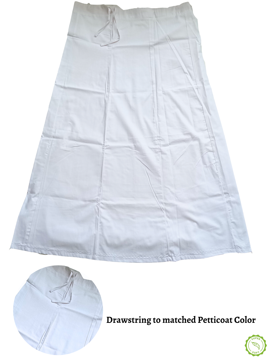 MANGAI Premium Superior Cotton Petticoats - 8 Part Embroidery Design | Matched Drawstring | Premium Quality (SPR-PC)