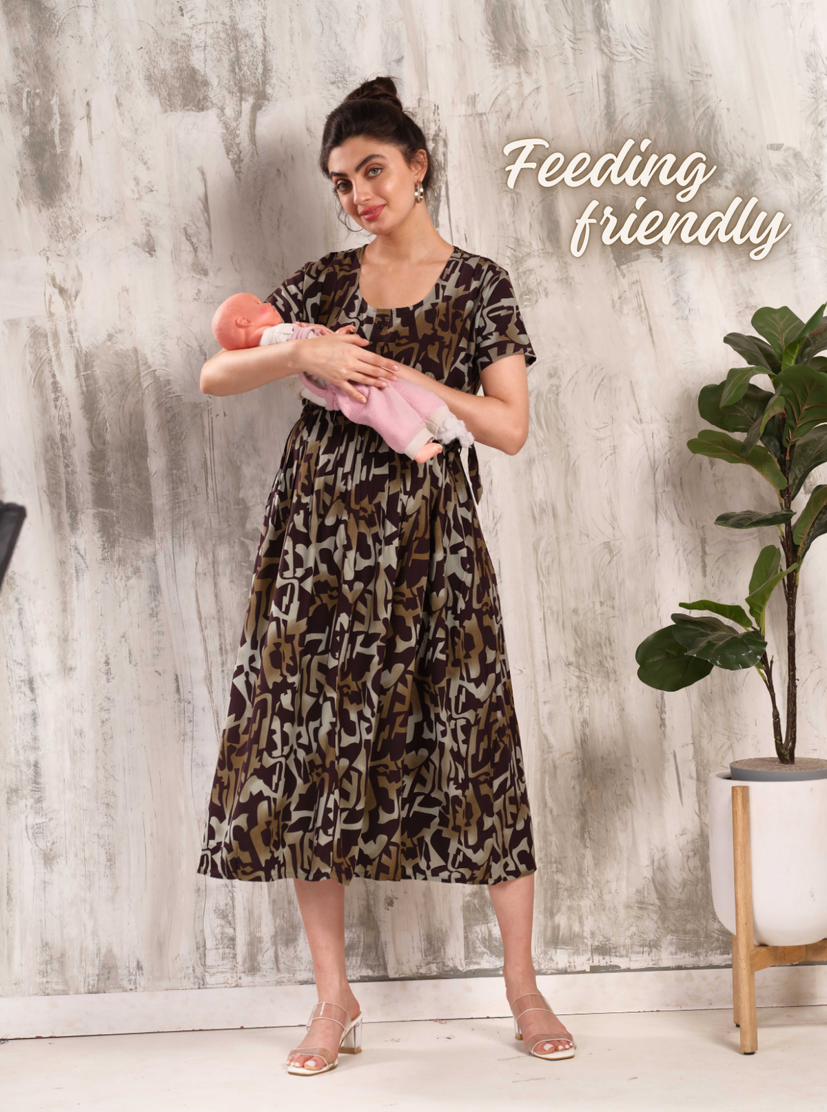 New Arrivals 4-IN-ONE MAXI Mom's Feeding & Casual Wear | Stylish Maxi Style | Invisible Feeding Zipper | Perfect Pre & Post Pregnancy Wear (MAXI 4-IN-ONE)