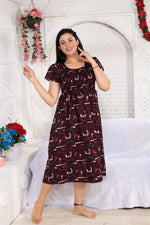 Alpine Smocking Maxi Frock Model Nightgown for Trendy Women's & Teenage Girl's | Stretchable Comfort to Body Fit | Side Pocket & Stylish Round Neck MAXI Gown for Women's Teenage Girl's (ASM)