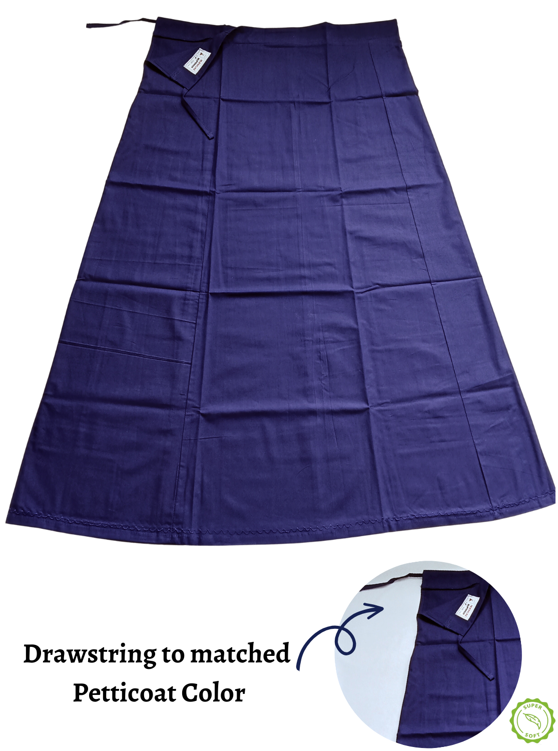 MANGAI Premium Superior Cotton Petticoats - 6 Part | Matched Drawstring | Transitional & Comfortable, Multiple Colours | Premium Branded Women's Cotton Embroidery Petticoats (SUP-PC)