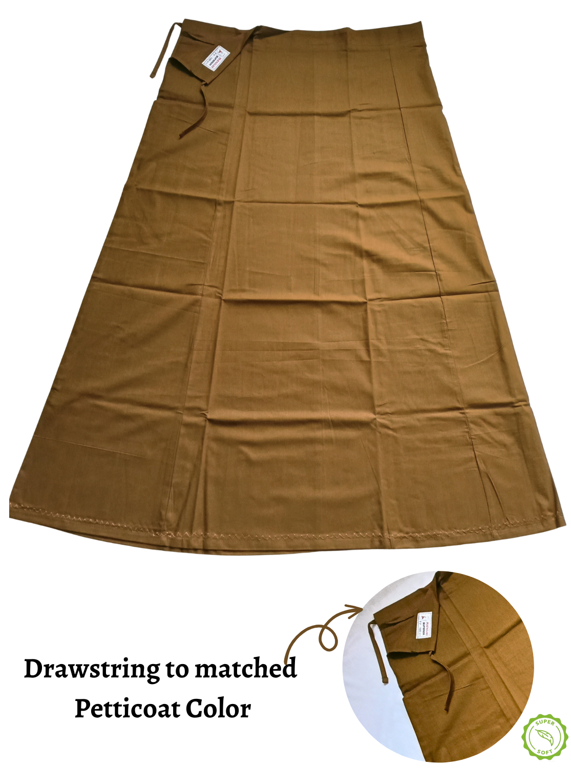 MANGAI Premium Superior Cotton Petticoats - 7 Part Embroidery Design | Matched Drawstring | Premium Quality (SPR-PC)