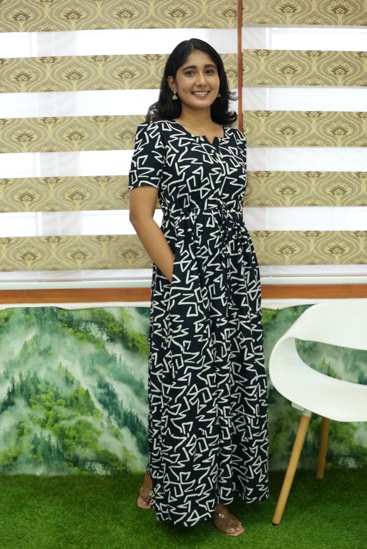 Stylish Arrivals Rayon Gathering Frock Model Night Gown's | Front Adjustable Gathering Style Rope Rope | Puff Sleeve | Trending Collection's for Stylish Women's (GFK)