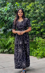 Stylish Arrivals Rayon Gathering Frock Model Night Gown's | Front Adjustable Gathering Style Rope Rope | Puff Sleeve | Trending Collection's for Stylish Women's (FKG)