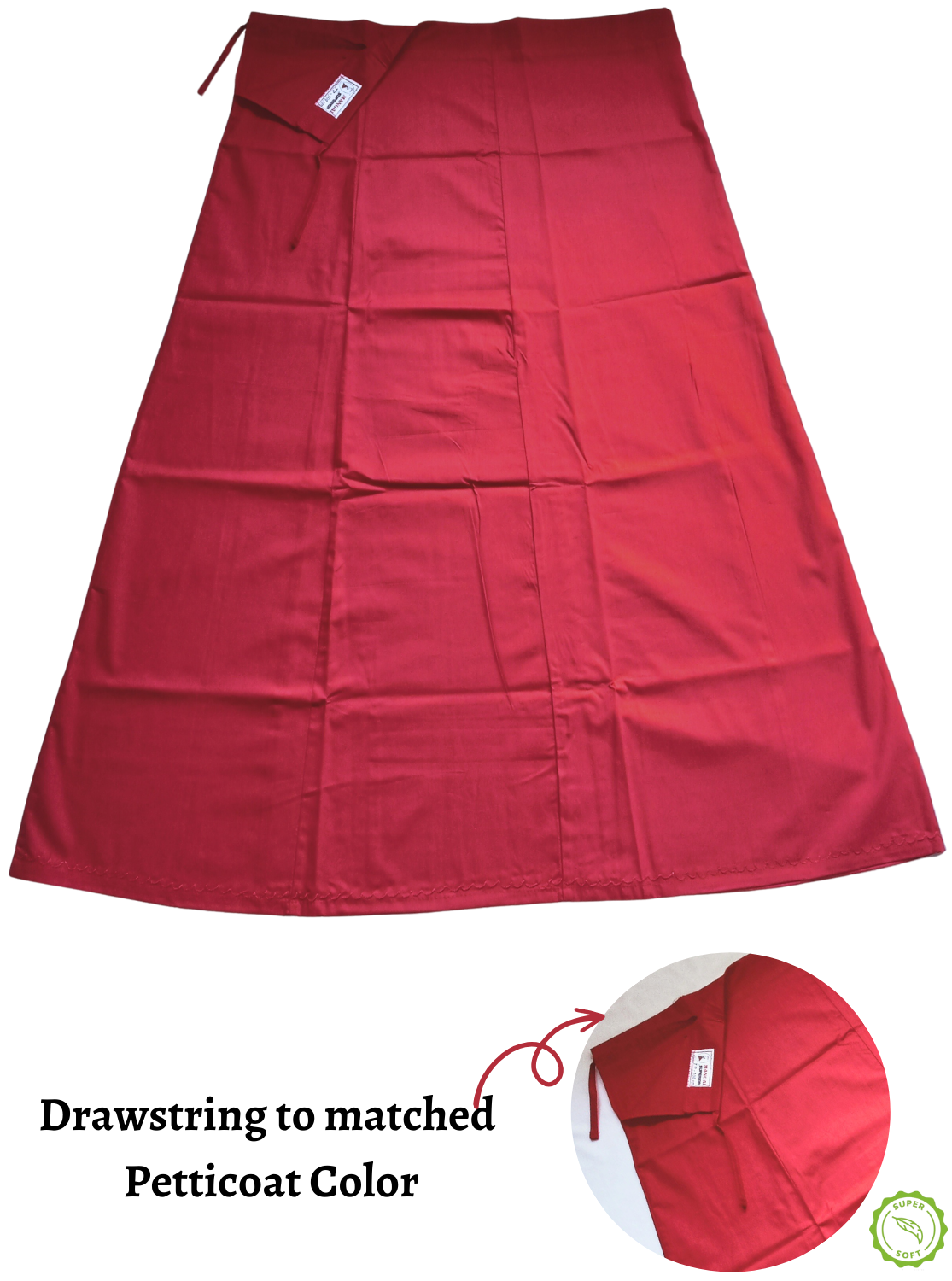 MANGAI Premium Elegant Cotton Petticoats - 6 Part | Matched Drawstring | Transitional & Comfortable, Multiple Colours | Premium Branded Women's Cotton Embroidery Petticoats (EGT-PC)