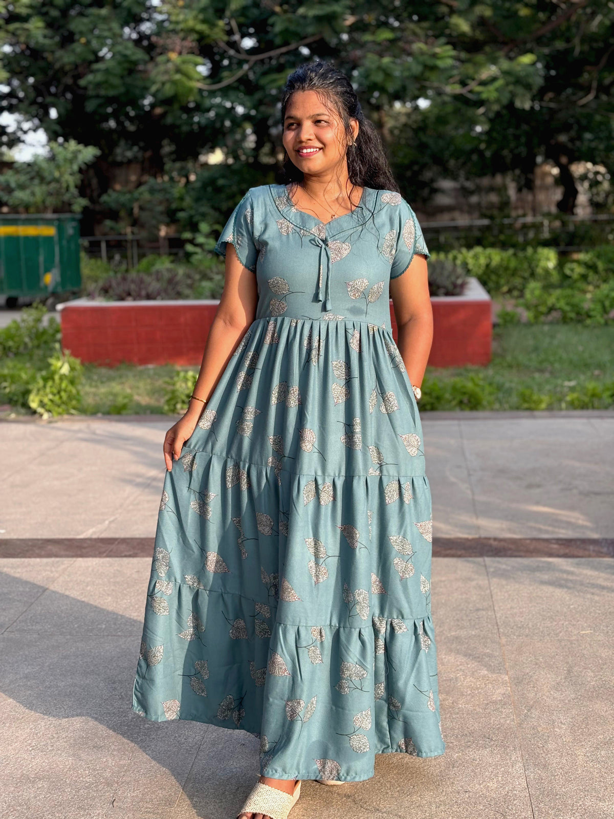 Stylish Alpine FULL FROCK Model Nighties| Fancy Sleeves & Neck Pattern| Side Pocket with Back Tie Rope | Perfect Nightwear Trendy Women's (AFK)