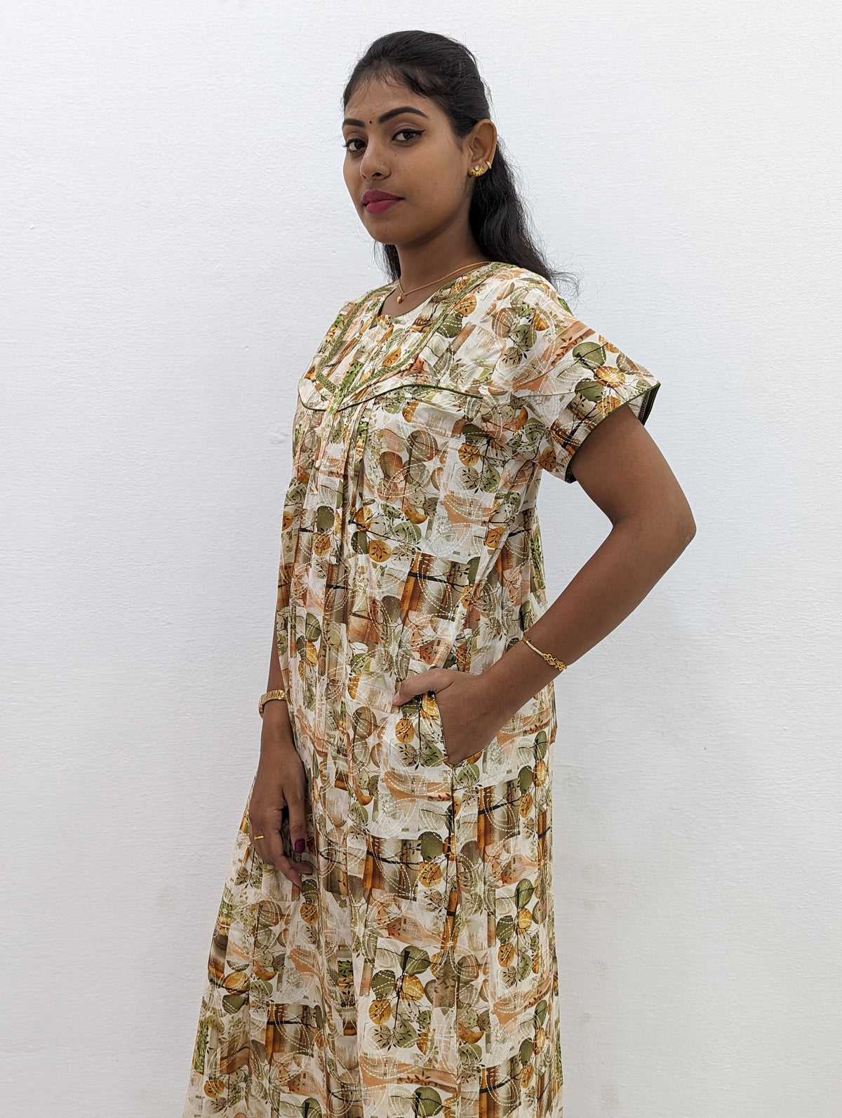 MANGAI New Regular Fit Cotton Printed Nighties - All Over Printed Stylish Nightwear for Stylish Women | Side Cut Pocket | Beautiful Nighties for Stylish Women's | Colorful Printed Cotton Nighties (CPL)