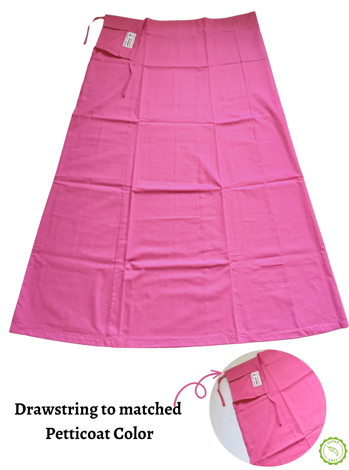 MANGAI Premium Elegant Cotton Petticoats - 6 Part | Matched Drawstring | Transitional & Comfortable, Multiple Colours | Premium Branded Women's Cotton Embroidery Petticoats (EGT-PC)