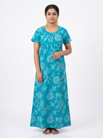 MANGAI Premium Cotton Printed Pleated Model Half Sleeve 4XL Size Nighties - Fancy Neck | With Side Pocket |Shrinkage Free Nighties | Trendy Collection's for Stylish Women's (4PZ)