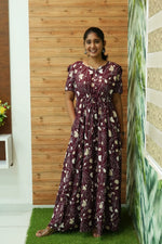 Stylish Arrivals Rayon Gathering Frock Model Night Gown's | Front Adjustable Gathering Style Rope Rope | Puff Sleeve | Trending Collection's for Stylish Women's (GFK)