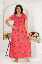 MANGAI Premium RAYON Smocking Nighty | Beautiful Pleated Design | Side Pocket | Stylish Nighty for Trendy Women's | Your Perfect Nightwear Collection's (RYS)