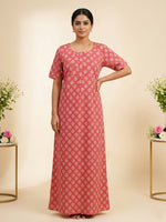 MANGAI Cotton Printed Pleated Model Half Sleeve 5XL Size Nighties for Stylish Women's (5PZ)