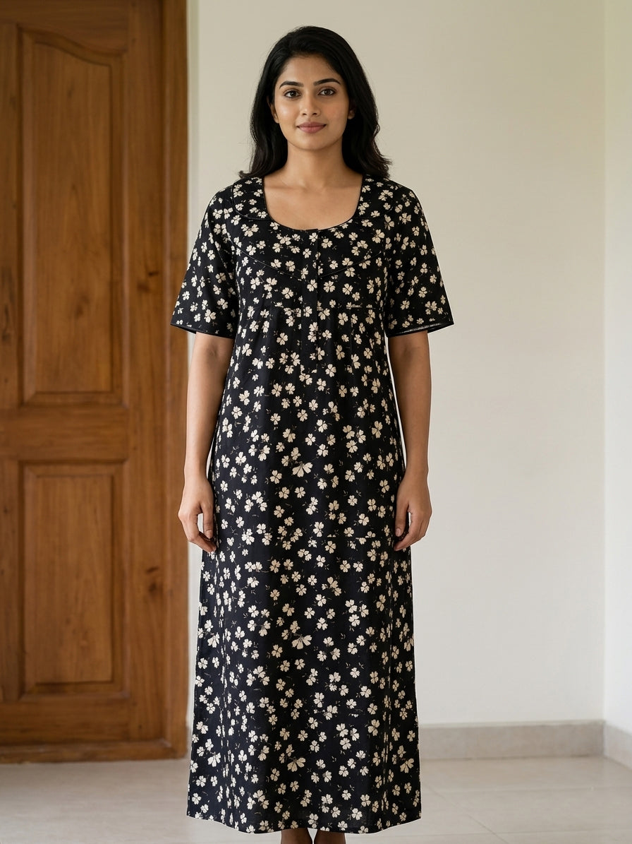 MANGAI Premium Cotton Printed Pleated Model Half Sleeve 4XL Size Shrinkage Free Nighties (4PZ)