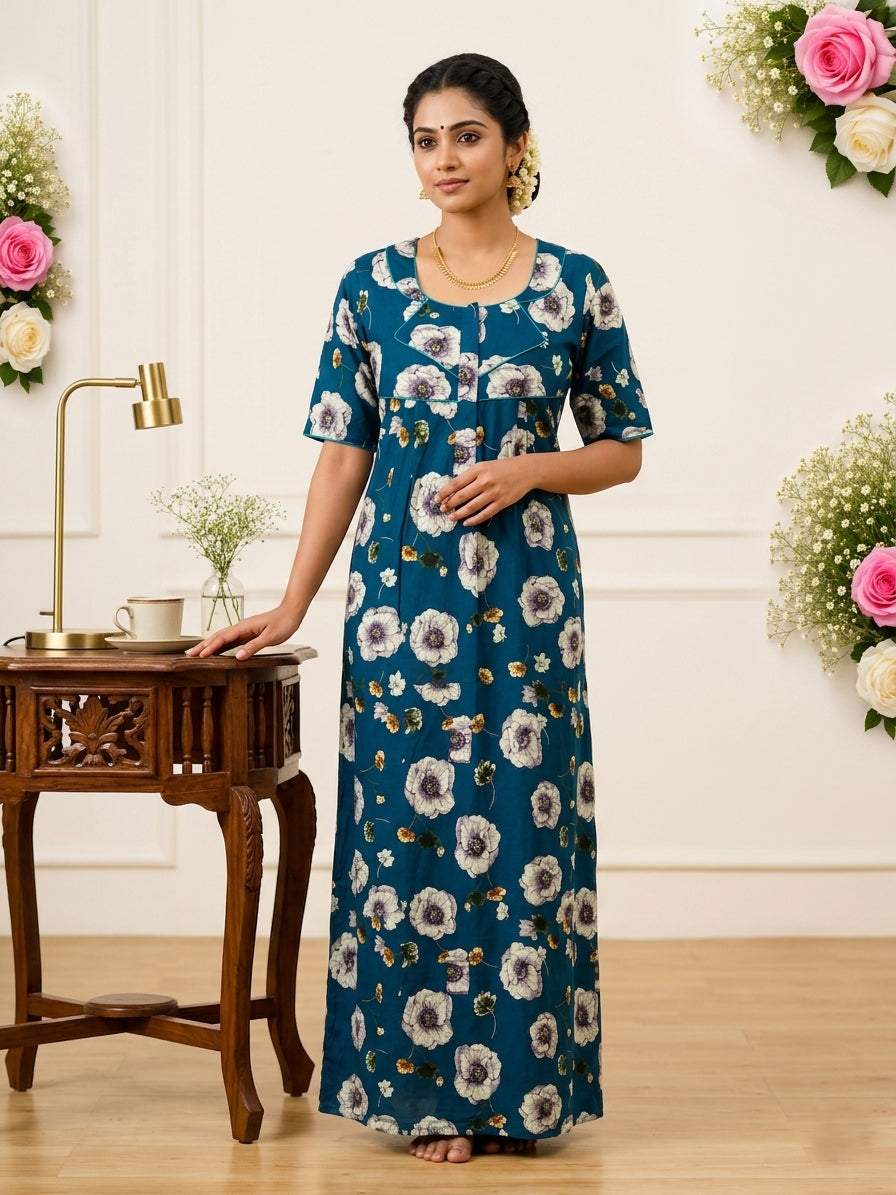 MANGAI Premium Cotton Printed Pleated Model Half Sleeve 5XL Size Shrinkage Free Nighties (5PZ)