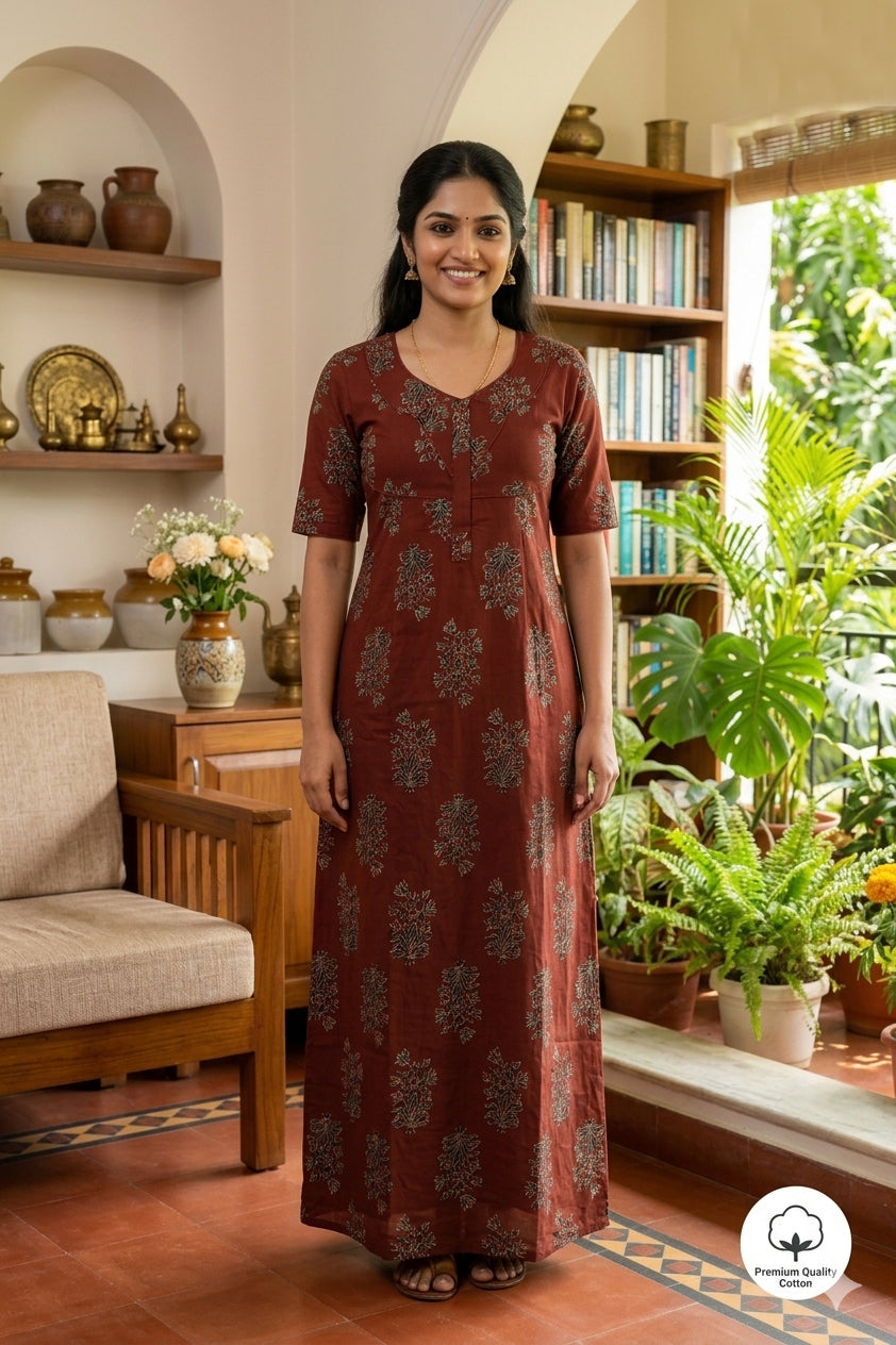MANGAI Cotton Printed Pleated Model Half Sleeve 3XL Size Nighties (3PZ)