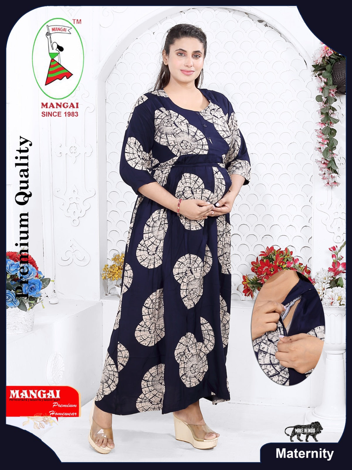 Soft Rayon4-IN-ONE Mom's Feeding & Casual Wear| Pre & Post Maternity Wear | Fancy Long Frock | Best Choice for Pregnancy Women (FIO-F)
