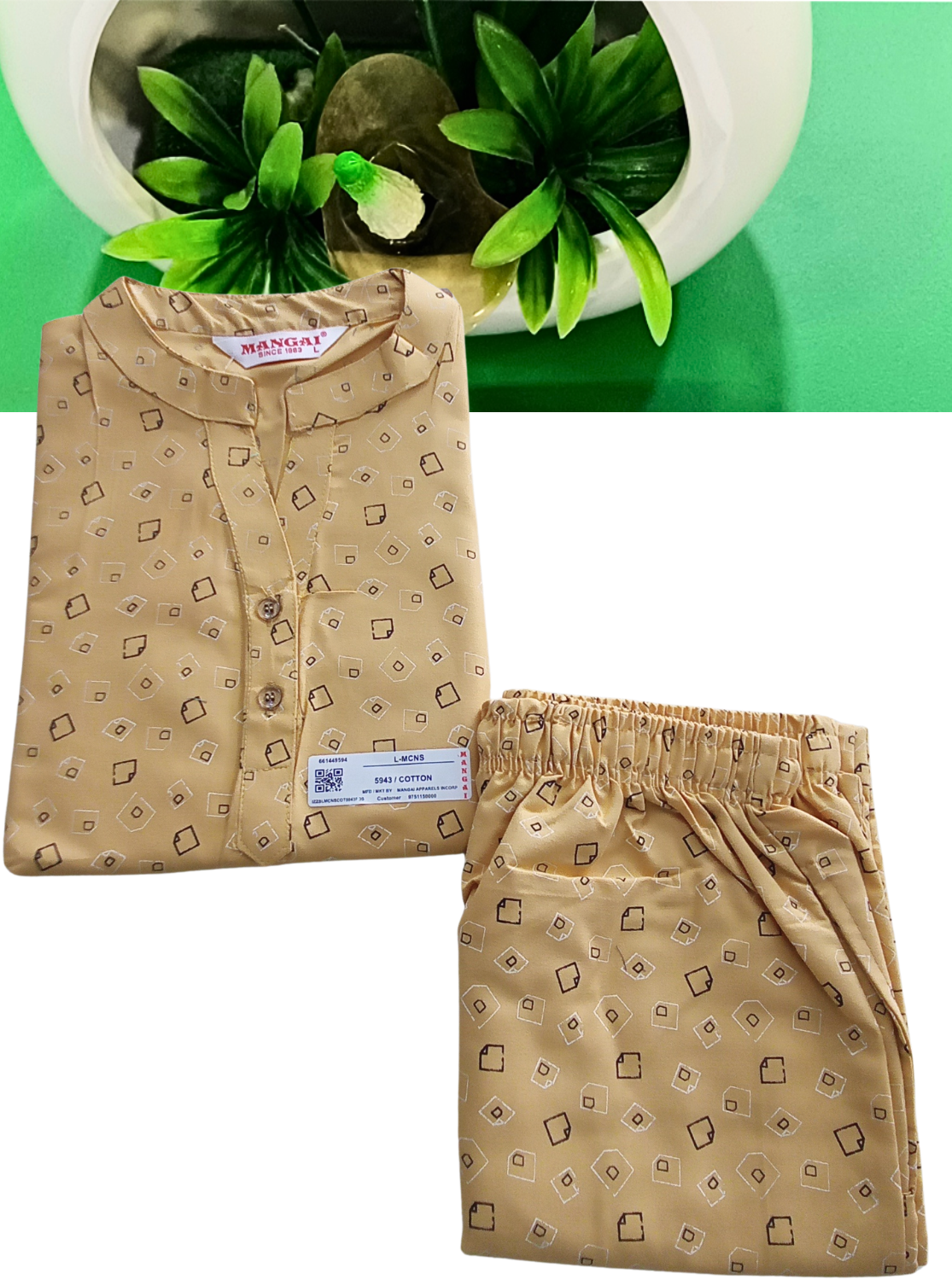 New MANGAI Stylish Cotton Night Suits for all Stylish Women's | Long Sleeve with Size Pocket Beautiful all Over Printed Elastic Waist Top & Bottom Cord Set your Perfect Nightwear Companion (MCNS)