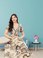 MANGAI RAYON Smocking Nighty | Beautiful Pleated Design | Side Pocket | Stylish Nighty for Trendy Women's | Your Perfect Nightwear Collection's (SRN)