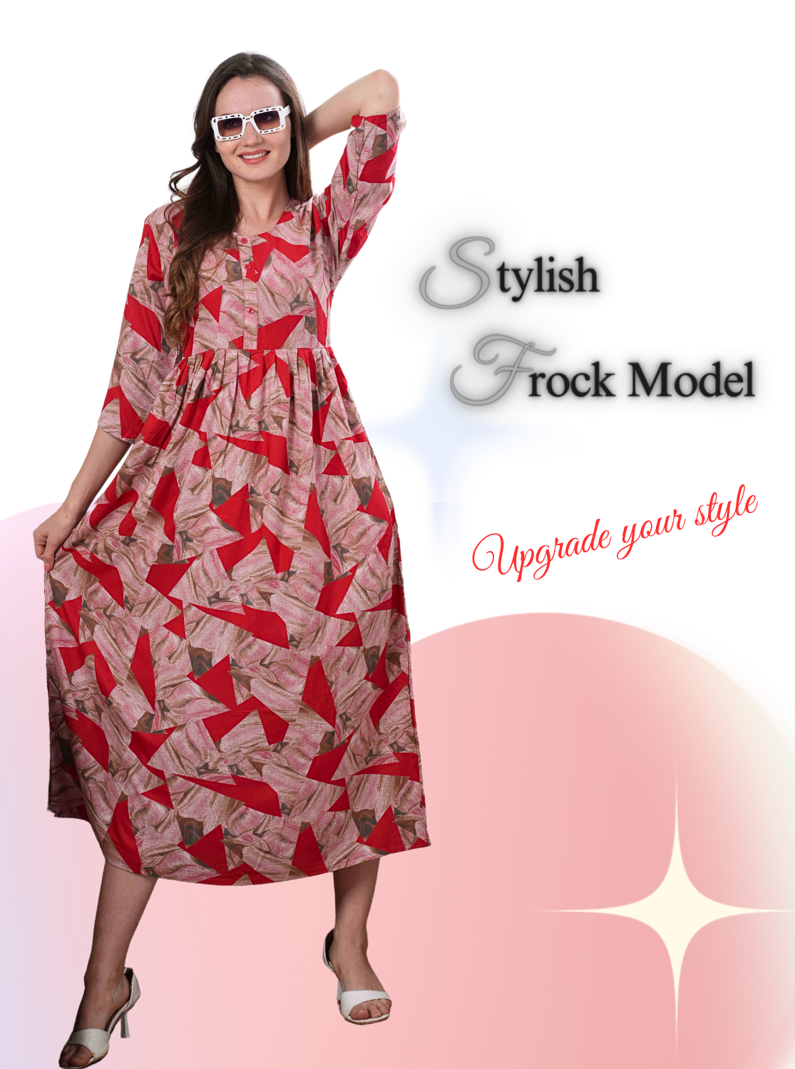 Latest Arrivals ONLY MINE Premium Rayon FROCK Model Pleated Nighties - Style 3/4 Length Sleeve | Soft & Smooth Cloths | Stylish Look | Perfect Nightdress for Trendy Women's (RCP)