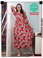 Latest Arrivals ONLY MINE Premium Rayon FROCK Model Pleated Nighties - Style 3/4 Length Sleeve | Soft & Smooth Cloths | Stylish Look | Perfect Nightdress for Trendy Women's (RCP)