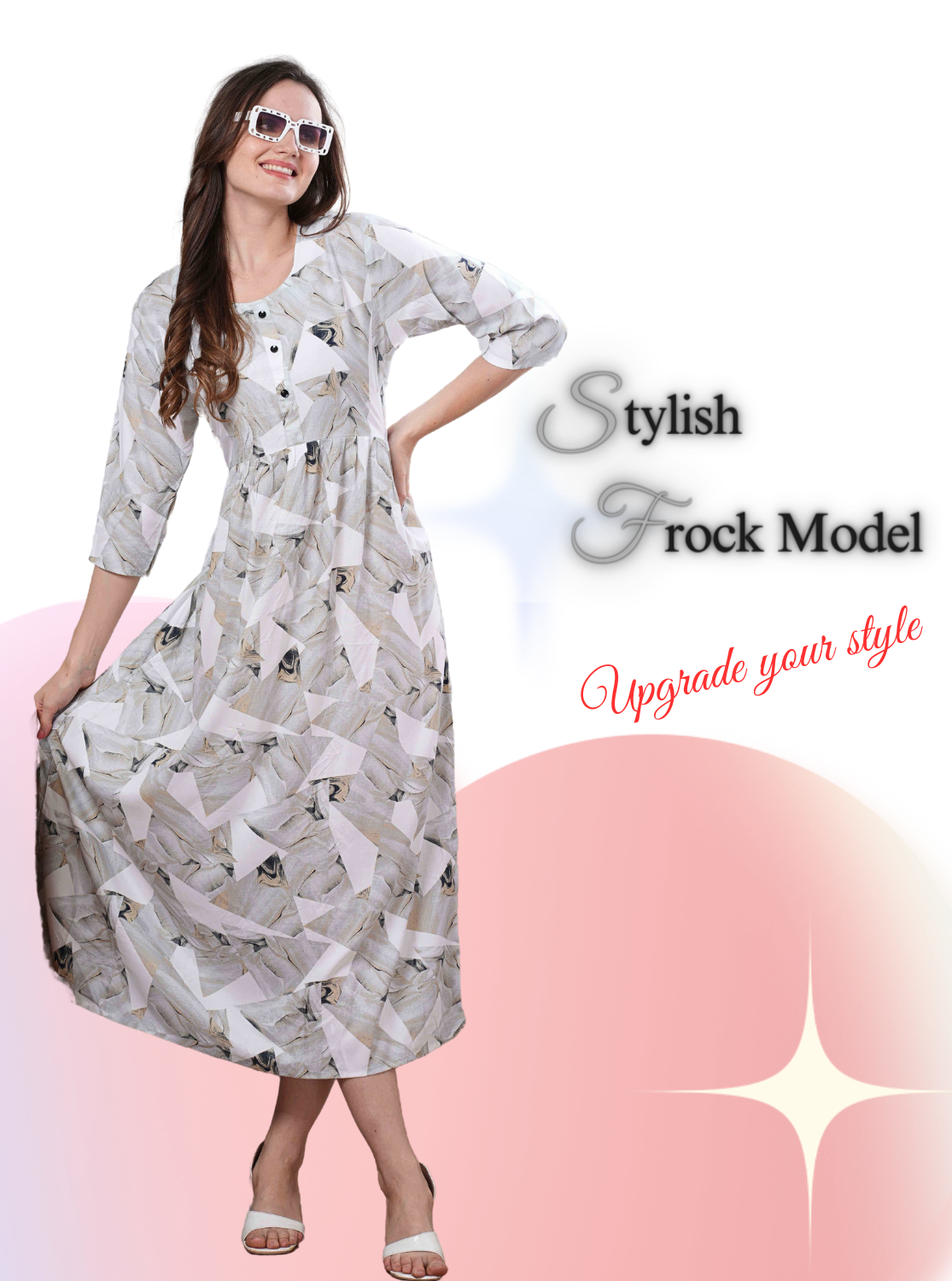 Latest Arrivals ONLY MINE Premium Rayon FROCK Model Pleated Nighties - Style 3/4 Length Sleeve | Soft & Smooth Cloths | Stylish Look | Perfect Nightdress for Trendy Women's (RCP)