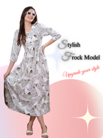 Latest Arrivals ONLY MINE Premium Rayon FROCK Model Pleated Nighties - Style 3/4 Length Sleeve | Soft & Smooth Cloths | Stylish Look | Perfect Nightdress for Trendy Women's (RCP)