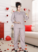 New MANGAI Stylish Cotton Night Suits for all Stylish Women's | Long Sleeve with Size Pocket Beautiful all Over Printed Elastic Waist Top & Bottom Cord Set your Perfect Nightwear Companion (MCNS)