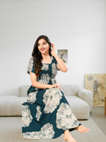 MANGAI RAYON Smocking Nighty | Beautiful Pleated Design | Side Pocket | Stylish Nighty for Trendy Women's | Your Perfect Nightwear Collection's (SRN)