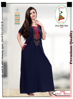 MANGAI Premium KARACHI Embroidery Nighties | Beautiful Embroidery Design's | Branded Quality | Half Sleeve | Regular Model | Stylish Nightdress for Women (KEM)