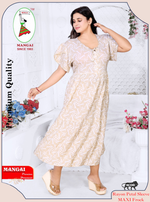 Rayon MAXI FROCK Model Nighties | Fancy Petal Sleeve | Fancy Neck & Side Pocket | Pleated Frock MAXI Style | Trendy Collection's for Stylish Women & Teenage Girl (FSF)