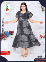 Rayon MAXI FROCK Model Nighties | Fancy Petal Sleeve | Fancy Neck & Side Pocket | Pleated Frock MAXI Style | Trendy Collection's for Stylish Women & Teenage Girl (FSF)