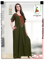 MANGAI Premium KARACHI Embroidery Nighties | Beautiful Embroidery Design's | Branded Quality | Half Sleeve | Regular Model | Stylish Nightdress for Women (KEM)